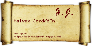 Halvax Jordán névjegykártya